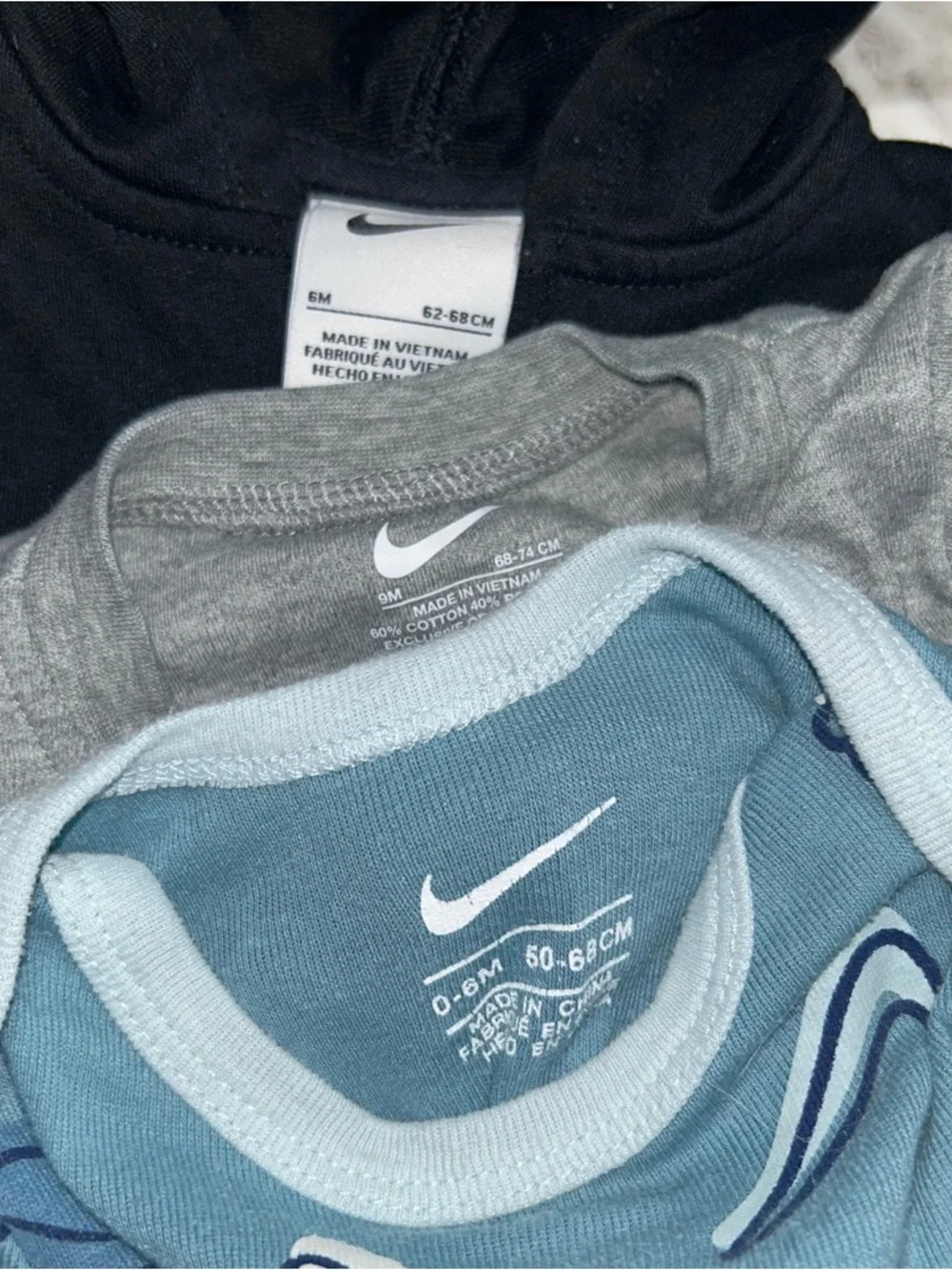 Nike Baby 3-Piece Bodysuit Set - Blue, Black, Gray - Picture 2 of 2